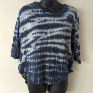 Y2K Young Fabulous & Broke Tie-Dye Women's Top Navy and White Bohemian/Festival